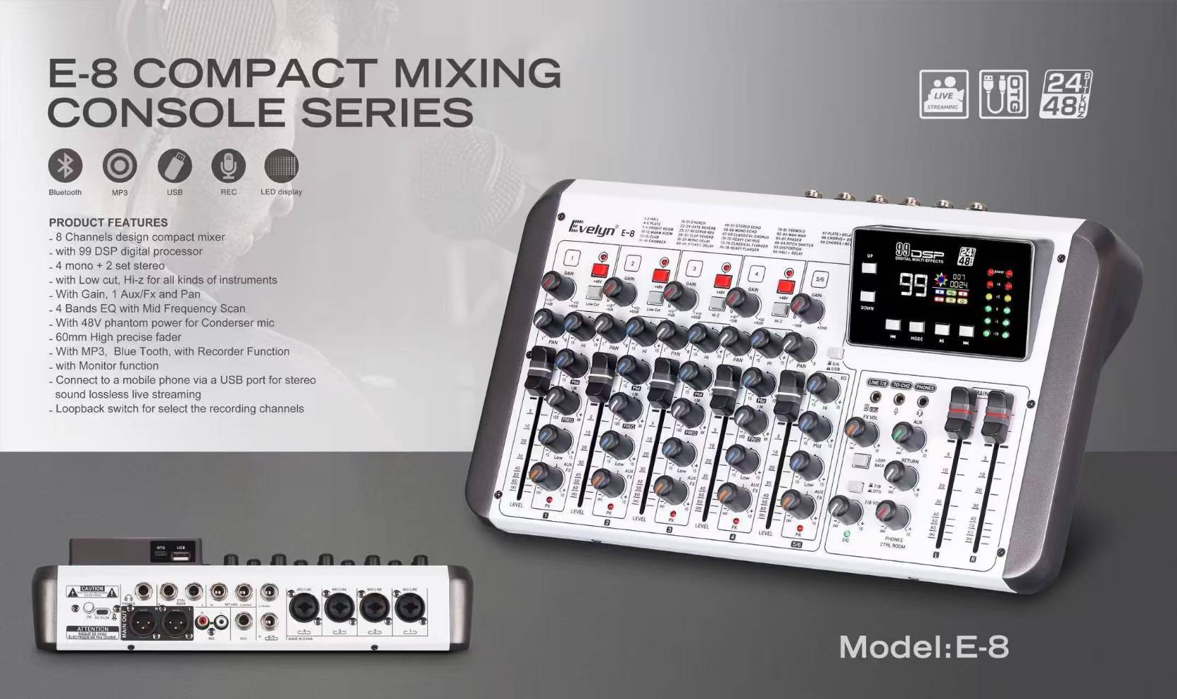 Ceflar E8 Pro Audio Mixer มิกเซอร์ Ceflar E8 Pro Audio Mixer มิกเซอร์