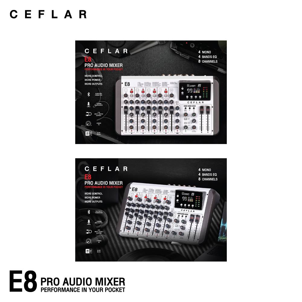 Ceflar E8 Pro Audio Mixer มิกเซอร์ Ceflar E8 Pro Audio Mixer มิกเซอร์